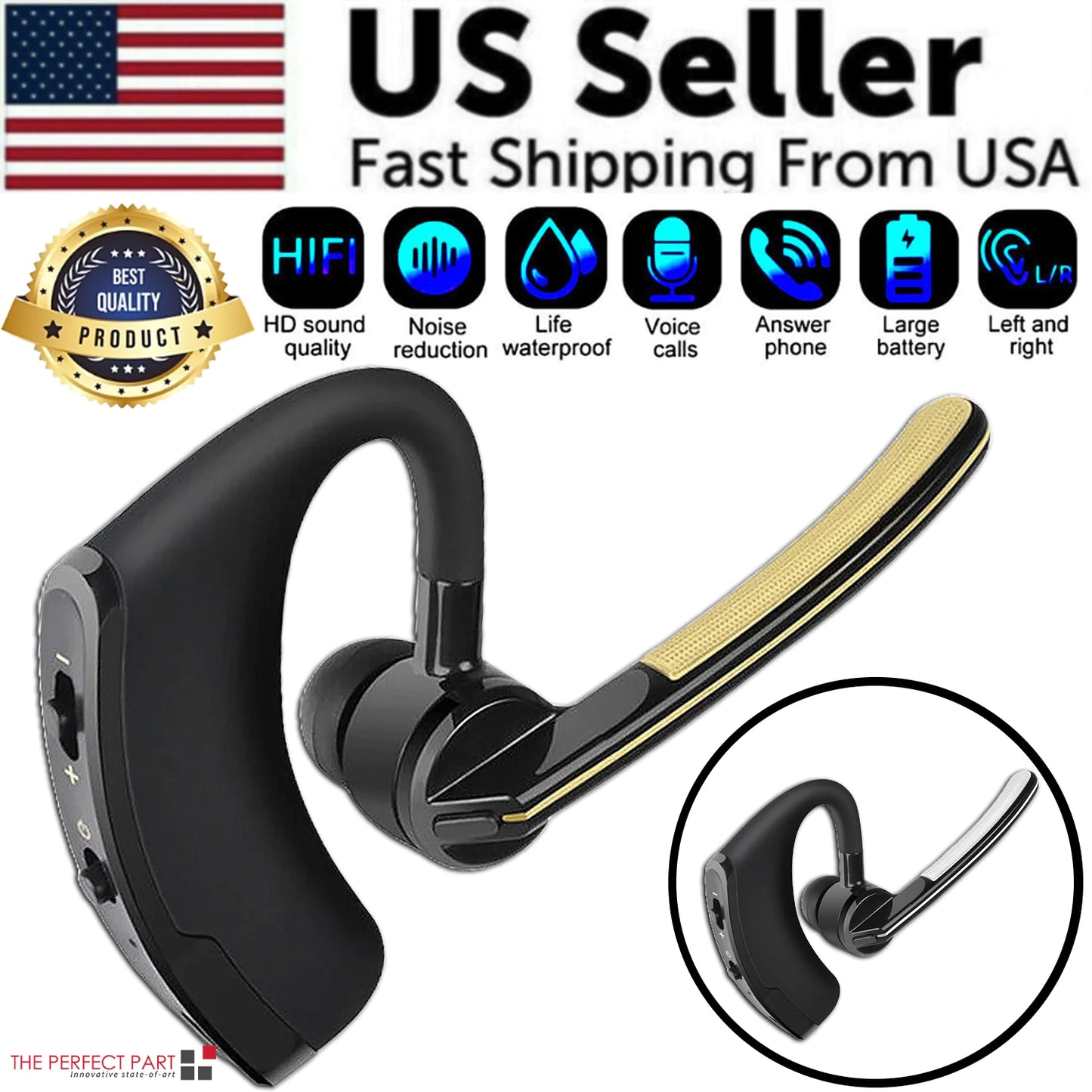 Bluetooth Earpiece Wireless Headset Noise Cancelling Headphones Driver Trucker